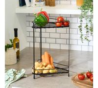 OHS 2-Tier Kitchen Corner Shelf Rack Freestanding Wire Storage Unit in Black OHS Black