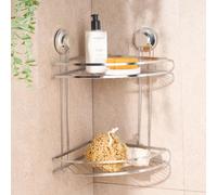 Ohs 2 Tier Suction Shower Caddy Bathroom Corner Wall Shelf - Silver