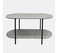 Ohs 2 Tier Table Marble Effect Coffee Modern Bed Living Room Home Decor, Grey