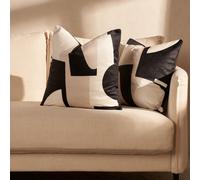 OHS 2 x Abstract Print Matte Velvet Cushion Covers in Black | Size: 45 cm x 45 cm OHS Black 45 cm x 45 cm