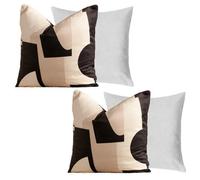 Ohs 2 X Abstract Velvet Print Filled Cushion Covers, 45 X 45Cm - Black Neutral
