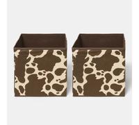 Ohs 2 X Animal Print Storage Box Folding Cube Shoe Toy Organiser