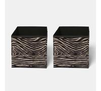 Ohs 2 X Animal Print Storage Box Folding Cube Shoe Toy Organiser