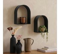 Ohs 2 X Arched Floating Shelves Wall Mounted Display Shelf - Black