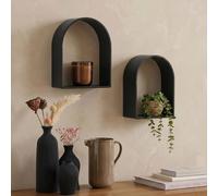 OHS 2 x Arched Floating Shelves Wall Mounted Display Shelf in Black | Size: 2 Pack OHS Black 2 Pack
