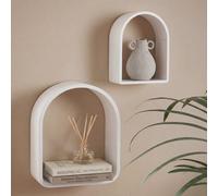 Ohs 2 X Arched Floating Shelves Wall Mounted Display Shelf - White