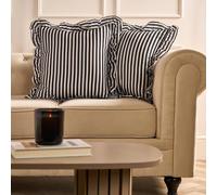 OHS 2 x Bengal Stripe Faux Linen Frill Cushion Covers | Size: 45 cm x 45 cm OHS Multicolor 45 cm x 45 cm