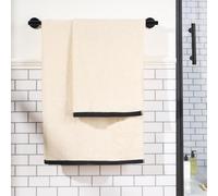 Ohs 2 X Border Trim Premium Cotton Hand Towel Soft Absorbent - Cream