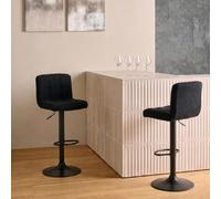 Ohs 2 X Boucle Adjustable Bar Stool Swivel Pub Seat Kitchen Counter Chair - Black