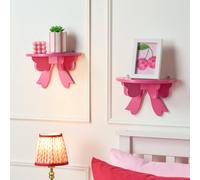 OHS 2 x Bow Shelf Novelty Shelving Units Wall Mounted Storage in Bright Pink OHS Bright Pink