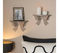 OHS 2 x Bow Shelf Novelty Shelving Units Wall Mounted Storage in Natural OHS Natural