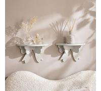 OHS 2 x Bow Shelf Novelty Shelving Units Wall Mounted Storage in White OHS White