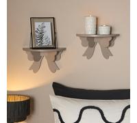 Ohs 2 X Bow Shelf Novelty Shelving Units Wall Mounted Storage - Natural