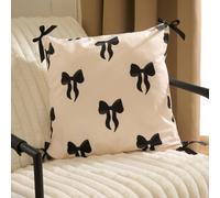 OHS 2 x Bows Matte Velvet Cushion Covers Home Decor in Off-White | Size: 45 cm x 45 cm OHS Off-White 45 cm x 45 cm