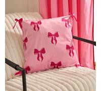 OHS 2 x Bows Matte Velvet Cushion Covers Home Decor in Pink | Size: 45 cm x 45 cm OHS Pink 45 cm x 45 cm