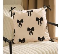Ohs 2 X Bows Matte Velvet Cushion Covers Home Décor, Mono