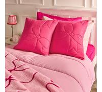 OHS 2 x Bows Quilted Pinsonic Cushion Covers Home Décor in Bright Pink | Size: 45 cm x 45 cm OHS Bright Pink 45 cm x 45 cm
