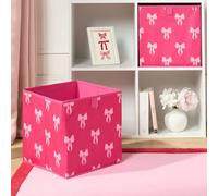 OHS 2 x Bows Storage Box Folding Cube Shoe Toy Organiser in Bright Pink OHS Bright Pink