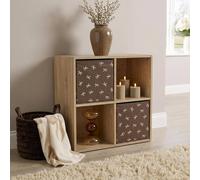 OHS 2 x Bows Storage Box Folding Cube Shoe Toy Organiser in Brown OHS Brown