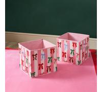 OHS 2 x Bows Storage Box Folding Cube Shoe Toy Organiser OHS Multicolor