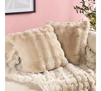 OHS 2 x Bubble Faux Fur Fluffy Cushion Covers in Natural | Size: 45 cm x 45 cm OHS Natural 45 cm x 45 cm