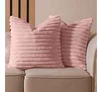 Ohs 2 X Faux Fur Thick Rib Cushion Covers - Blush