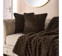 Ohs 2 X Faux Fur Thick Rib Cushion Covers - Chocolate