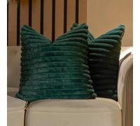 Ohs 2 X Faux Fur Thick Rib Cushion Covers - Green