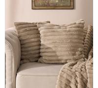 Ohs 2 X Faux Fur Thick Rib Cushion Covers - Mink