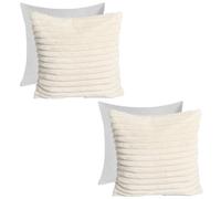 OHS 2 X Faux Fur Thick Rib Filled Cushion Covers, 45 X 45Cm - Natural