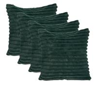 OHS 2 x Faux Fur Thick Rib Filled Cushion Covers in Green | Size: 45 cm x 45 cm OHS Green 45 cm x 45 cm