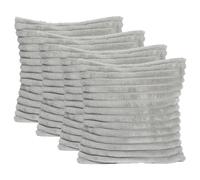 OHS 2 x Faux Fur Thick Rib Filled Cushion Covers in Light Grey | Size: 45 cm x 45 cm OHS Light Grey 45 cm x 45 cm