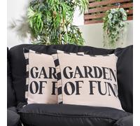 Ohs 2 X Garden Of Fun Slogan Garden Cushion Covers Outdoor Water Resistant