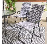 OHS 2 x Geo Print Garden Seat Pad Outdoor High Back Chair Cushion in Grey OHS Grey