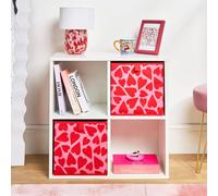 OHS 2 x Heart Print Cube Storage Box Organiser Drawer | Size: Small OHS Multicolor S