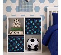 Ohs 2 X Kids Printed Storage Box Folding Cube Toy Organiser - Football