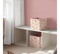 OHS 2 x Kids Printed Storage Box Folding Cube Toy Organiser in Pink OHS Pink