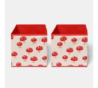 Ohs 2 X Kids Printed Storage Box Folding Cube Toy Organiser - Mushrooms