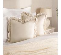 Ohs 2 X Linen Frill Cushion Covers Sofa, 45 X 45Cm, Beige