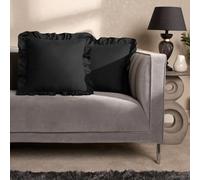 Ohs 2 X Linen Frill Cushion Covers Sofa, 45 X 45Cm, Black