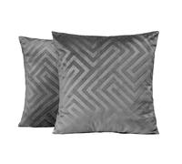 OHS Grey Cushion Covers Geometric Matt Velvet, Pack of 2 Sofa Chair Cushions Living Room Lounger Cushion Covers for Cushion Inserts Soft Comfy Home Decor, Charcoal