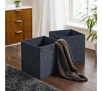 Ohs 2 X Matte Velvet Cube Storage Box Folding Organiser Home Decor