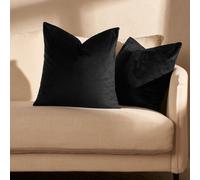 OHS 2 x Matte Velvet Cushion Covers Soft Plain Zip in Black | Size: 45 cm x 45 cm OHS Black 45 cm x 45 cm