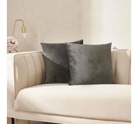 OHS 2 x Matte Velvet Cushion Covers Soft Plain Zip in Dark Grey | Size: 45 cm x 45 cm OHS Dark Grey 45 cm x 45 cm