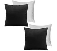OHS 2 x Matte Velvet Filled Cushion Covers Soft Zip in Black | Size: 45 cm x 45 cm OHS Black 45 cm x 45 cm