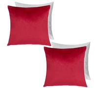 OHS 2 x Matte Velvet Filled Cushion Covers Soft Zip in Red | Size: 45 cm x 45 cm OHS Red 45 cm x 45 cm