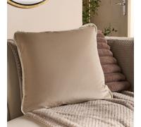 OHS 2 x Piped Edge Matte Velvet Cushion Covers Square Pillowcases in Medium Beige | Size: 45 cm x 45 cm OHS Medium Beige 45 cm x 45 cm
