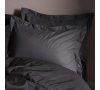 Ohs 2 X Plain Dyed Oxford Pillowcases Soft Microfibre Pillow Cover Set - Charcoal
