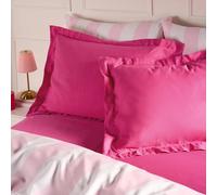OHS 2 x Plain Dyed Oxford Pillowcases Soft Microfibre Pillow Cover Set in Bright Pink | Size: Standard Pillow Case OHS Bright Pink Standard Pillow Case
