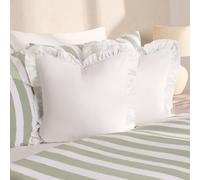 OHS 2 x Plain Faux Linen Frill Cushion Covers in White | Size: 45 cm x 45 cm OHS White 45 cm x 45 cm
